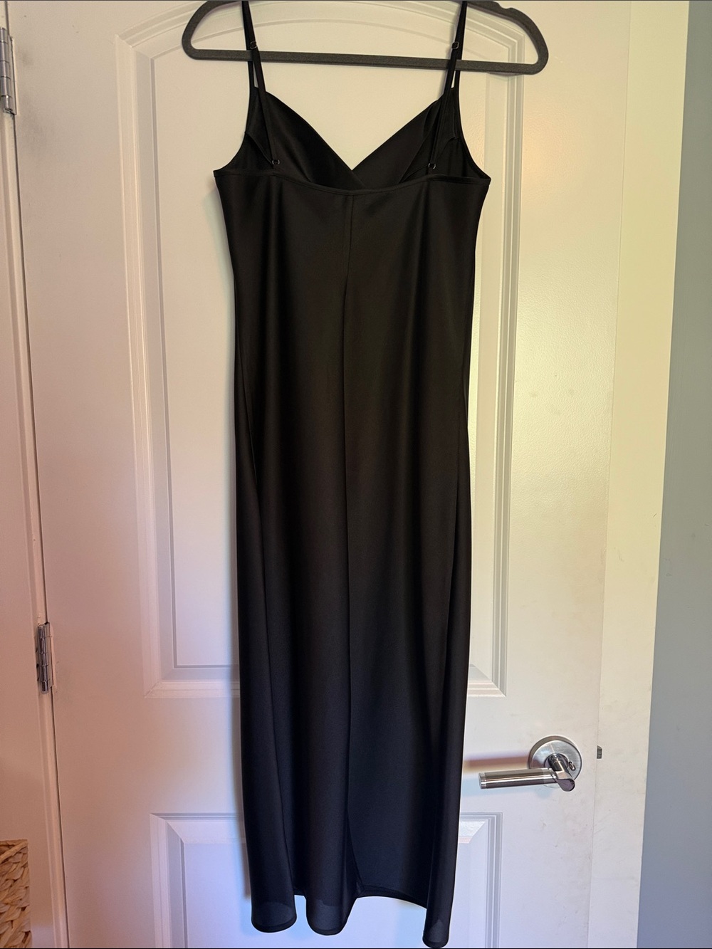 Joie Marcenna Black Satin Slip Midi Dress in Caviar Black Size M - Picture 6 of 6